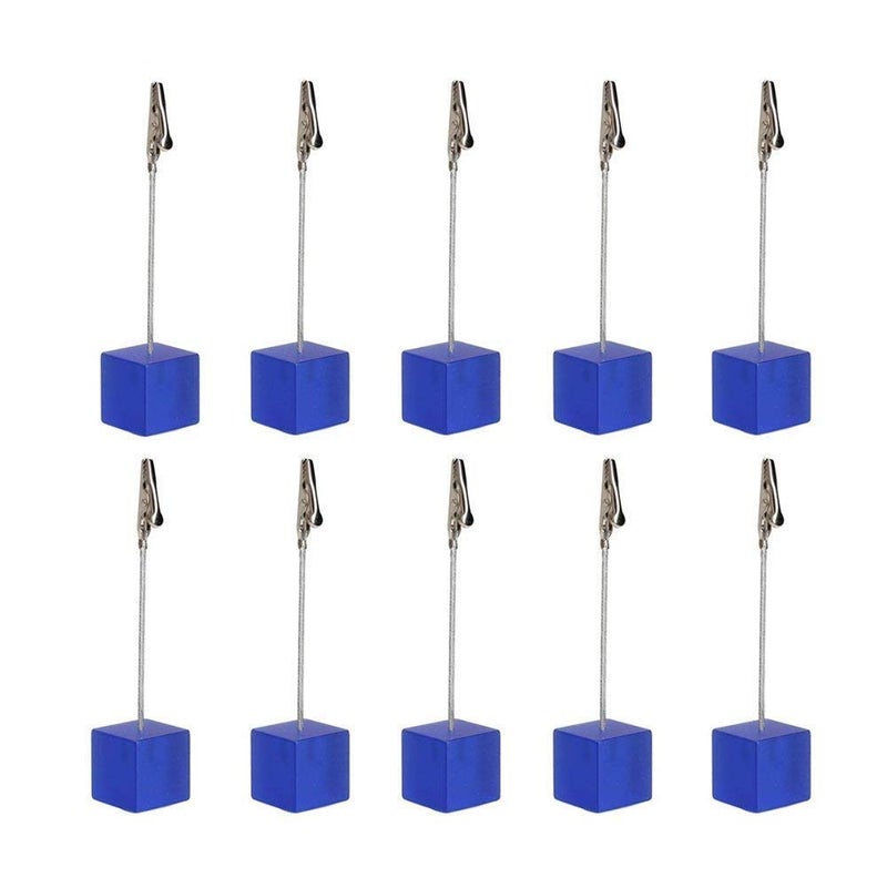 Xiaoyztan Memo Clip, Resin Cube Base Alligator Clip Stands, Place Card Holders for Wedding Table Numbers, Name Cards, Photos, and Party Decorations, 10 Pcs Deep Blue - Image 1